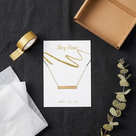 Goud, dunne, ketting display card visitekaartje