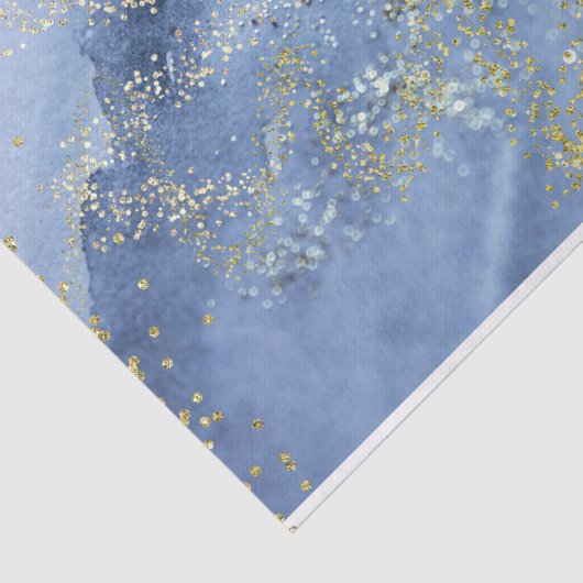 Goud Dust Blue Waterverf Cloud Tissuepapier (Detail)