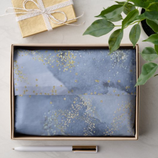 Goud Dust Blue Waterverf Cloud Tissuepapier (Geschenk)