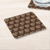 Goud Dusted Heart op chocolade fudge achtergrond Kartonnen Onderzetters (Schuin)