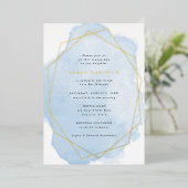 Goud Echte Folie Lijst-Blauwe Waterverf Vleermuis  Folie Uitnodiging (Staand Voorkant)