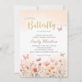 Goud een kleine vlinder is onderweg Baby shower Kaart (Voorkant)