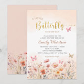 Goud een kleine vlinder is onderweg Baby shower Kaart (Voorkant / Achterkant)