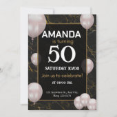 Goud een zwart 50e verjaardagsfeest kaart (Voorkant)