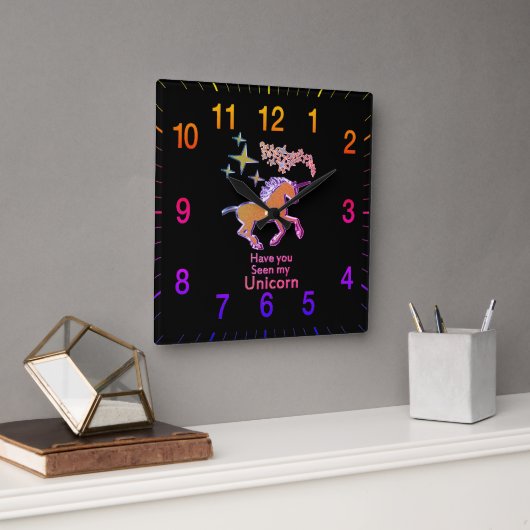 Goud eenhoorn-pony paard met gouden sterren vierkante klok (Kantoor)