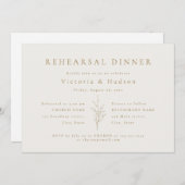 Goud, eenvoudig botanisch blad, repetitief diner kaart (Voorkant / Achterkant)