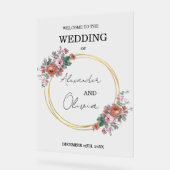 Goud Eenvoudig Elegant Bloemen Trouwen / Script Fo Acryl Bord (Hoek)