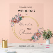 Goud Eenvoudig Elegant Bloemen Trouwen / Script Fo Acryl Bord (Huwelijk)