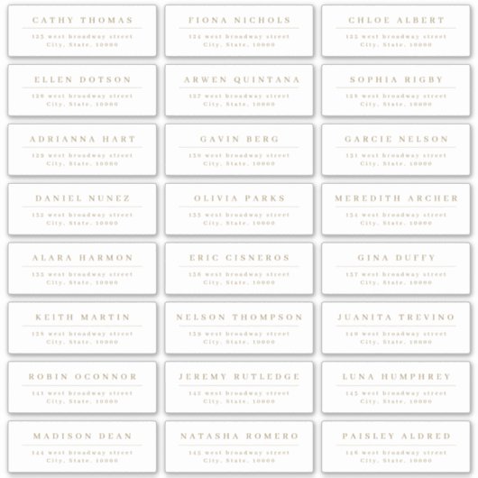 Goud Eenvoudig elegant huwelijksgastenadres Sticker (Voorkant)