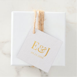 Goud Eenvoudig Elegant Koppel Monogram Initialen Bedankjes Labels