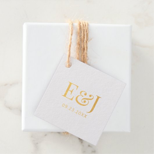 Goud Eenvoudig Elegant Koppel Monogram Initialen Bedankjes Labels (Met doos)