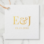 Goud Eenvoudig Elegant Koppel Monogram Initialen Bedankjes Labels (Voorkant)