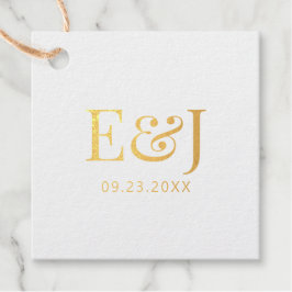 Goud Eenvoudig Elegant Koppel Monogram Initialen Bedankjes Labels