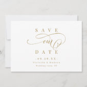 Goud eenvoudig elegant romantisch manuscript spare save the date (Voorkant)