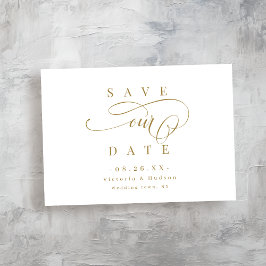 Goud eenvoudig elegant romantisch manuscript spare save the date