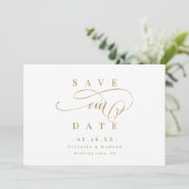 Goud eenvoudig elegant romantisch script save the date (Staand voorkant)
