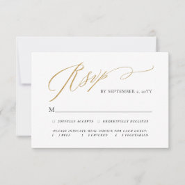 Goud Eenvoudig Elegant Script Maaltijd Keuze Trouw RSVP Kaartje