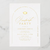 Goud Eenvoudig Elegant Script Modern Boog Afstuder Folie Uitnodiging (Voorkant)