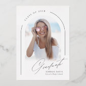 Goud Eenvoudig Elegant Script Modern Boog Afstuder Folie Uitnodiging (Achterkant)