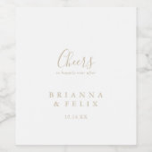 Goud Eenvoudig Minimalistisch Cheers Bruiloft Wijn Wijn Etiket (Enkel label)