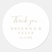 Goud Eenvoudig Minimalistisch Dank u Trouwgunst Ronde Sticker (Voorkant)