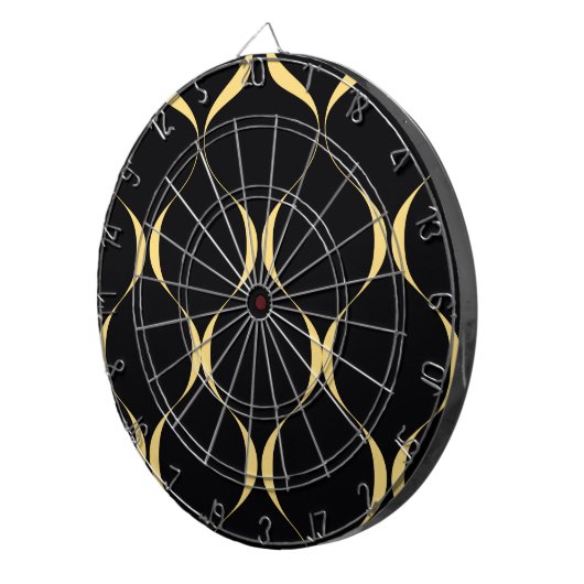 Goud, eenvoudig, modern, luxe golvend grafisch dartbord (Voorkant Rechts)