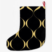 Goud, eenvoudig, modern, luxe golvend grafisch grote kerstsok (Achterkant)