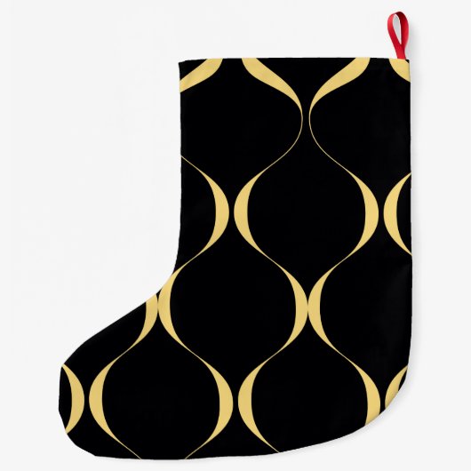 Goud, eenvoudig, modern, luxe golvend grafisch grote kerstsok (Achterkant)