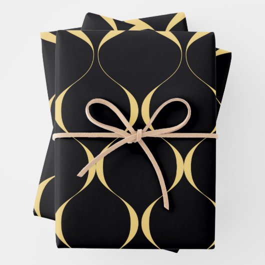 Goud, eenvoudig, modern, luxe golvend grafisch inpakpapier vel (In situ)