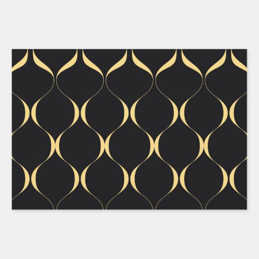 Goud, eenvoudig, modern, luxe golvend grafisch inpakpapier vel (Voorkant)