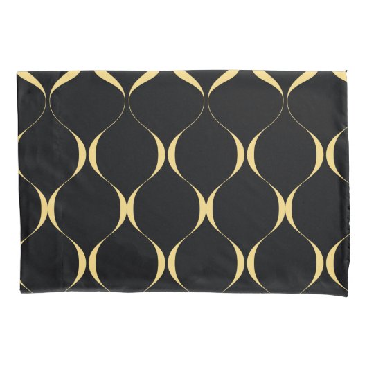 Goud, eenvoudig, modern, luxe golvend grafisch kussensloop (Voorkant)