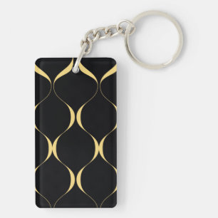 Goud, eenvoudig, modern, luxe golvend grafisch sleutelhanger