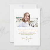 Goud Eenvoudig Modern Script 2 Foto Afstuderen Bedankkaart (Achterkant)