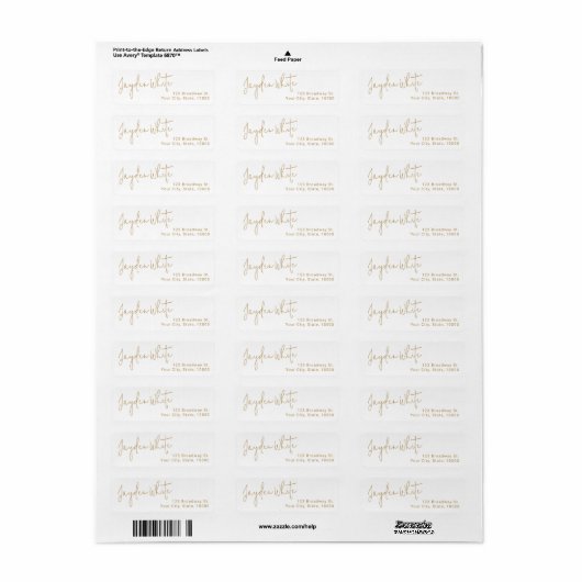 Goud Eenvoudig Modern Script Afstuderen Retouradre Etiket (Full Sheet)
