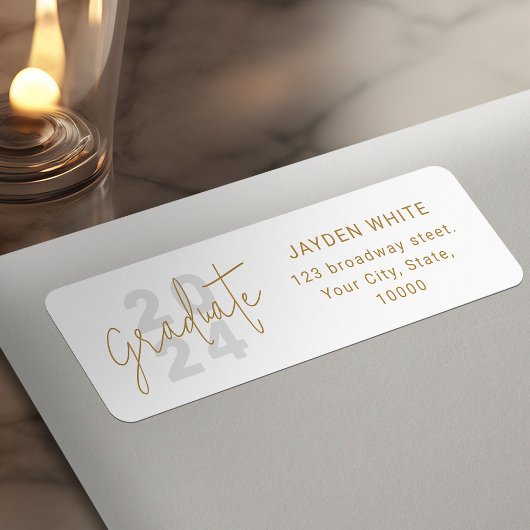 Goud Eenvoudig Modern Script Afstuderen Retouradre Etiket