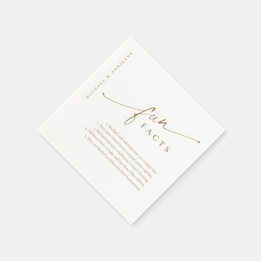 Goud Eenvoudig Modern Script Leuke Feiten Bruiloft Servet (Hoek)