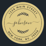 Goud Eenvoudig Rond Terugkeeradres Ronde Sticker<br><div class="desc">Creëer Uw eigen retouradres</div>