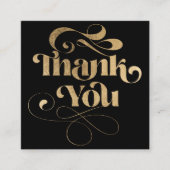 Goud eenvoudig zwart retro manuscriptorde dank u vierkante visitekaartje (Voorkant)