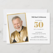 Goud Eenvoudige Aangepaste Foto 50e Verjaardagsfee Kaart (Voorkant)