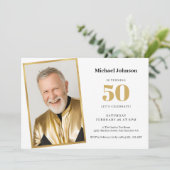 Goud Eenvoudige Aangepaste Foto 50e Verjaardagsfee Kaart (Staand voorkant)