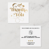 Goud eenvoudige, coole retro scriptvolgorde bedank vierkante visitekaartje (Voorkant / Achterkant)