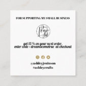 Goud eenvoudige, coole retro scriptvolgorde bedank vierkante visitekaartje (Achterkant)