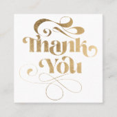 Goud eenvoudige, coole retro scriptvolgorde bedank vierkante visitekaartje (Voorkant)