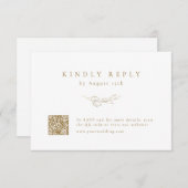 Goud eenvoudige elegantie botanische QR code bruil RSVP Kaartje (Voorkant / Achterkant)