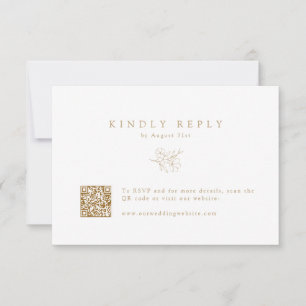 Goud Eenvoudige Hand-getrokken Kersenbloesem QR Co RSVP Kaartje