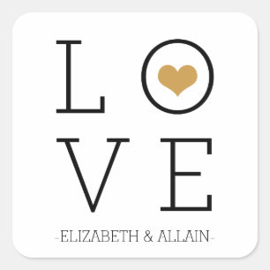 Goud Eenvoudige liefde Vierkante Sticker