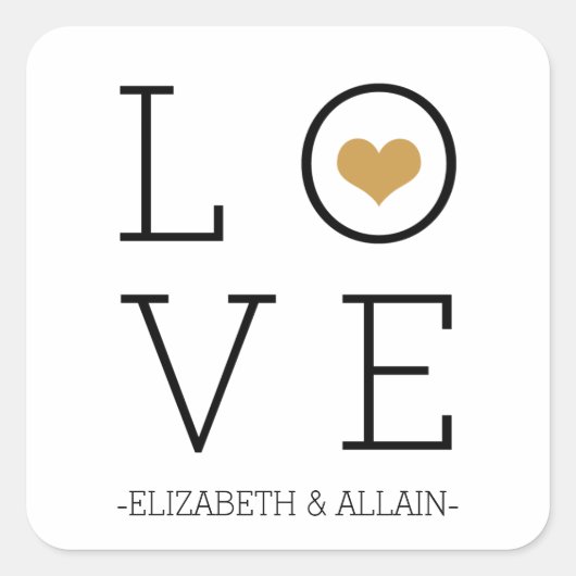 Goud Eenvoudige liefde Vierkante Sticker (Voorkant)