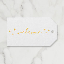 Goud eenvoudige minimalistische bruiloft welkom ka cadeaulabels