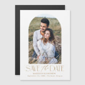 Goud | Eenvoudige moderne boogfoto Save the Date Magnetische Uitnodiging (Voorkant / Achterkant)