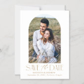 Goud | Eenvoudige moderne boogfoto Save the Date Magnetische Uitnodiging (Voorkant)